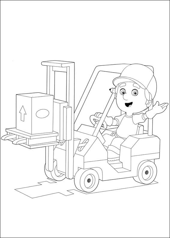 coloriage manny transporte une caisse avec son fenwick